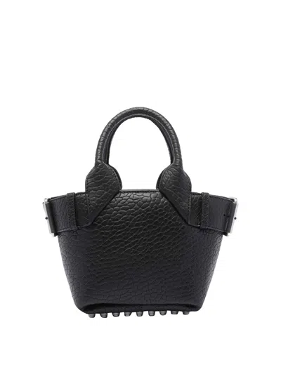 Alexander Wang Structured Leather Tote Bag With Buckle Detail In Black