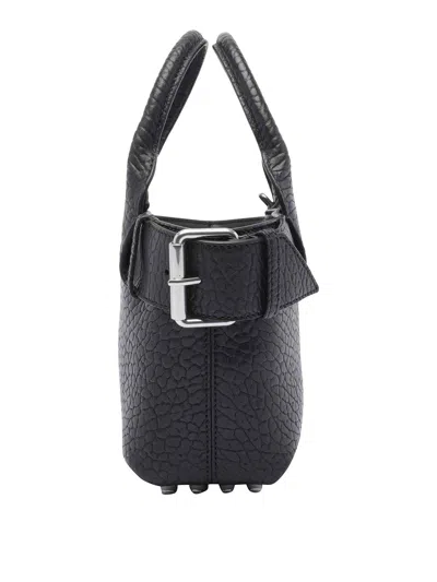 Alexander Wang Structured Leather Tote Bag With Buckle Detail In Black