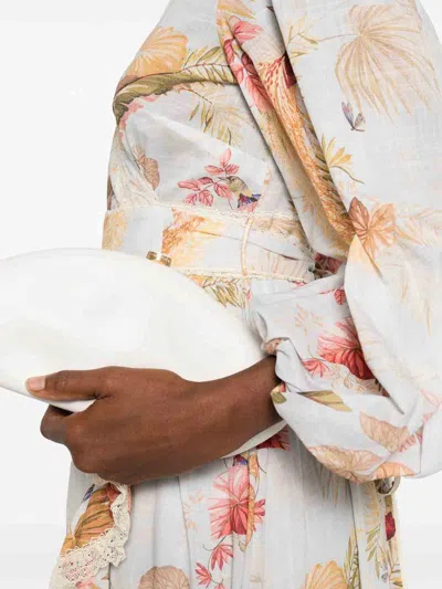 Zimmermann Floral Midi Dress Belted Waist In Multi