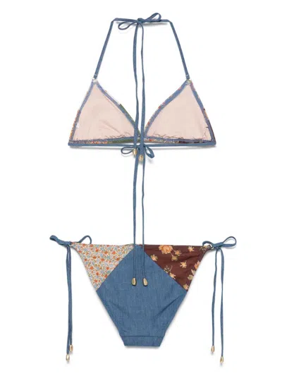 Zimmermann Lucky Mini Cotton Triangle Bikini In Multi
