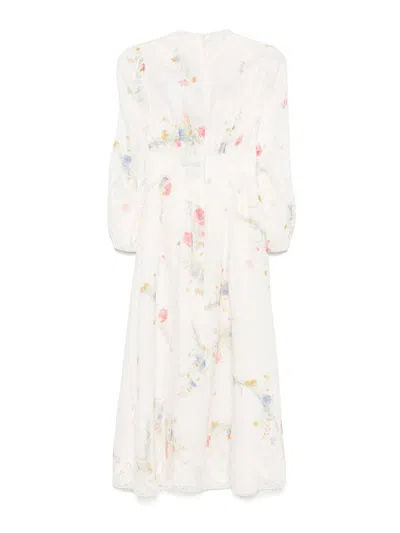 Zimmermann Lucky Midi Dress In White
