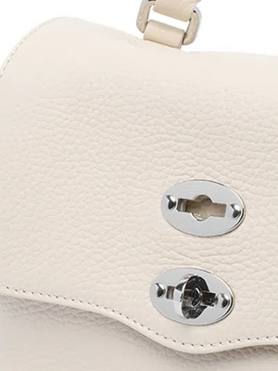 Zanellato Medium Textured Cross-body Bag With Top Handle In White