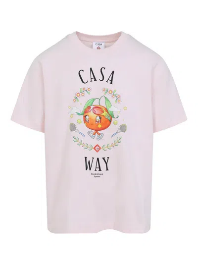 Casablanca Casa Way Orange Mascot Short Sleeve T-shirt In White