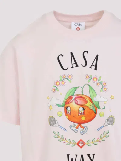 Casablanca Casa Way Orange Mascot Short Sleeve T-shirt In White