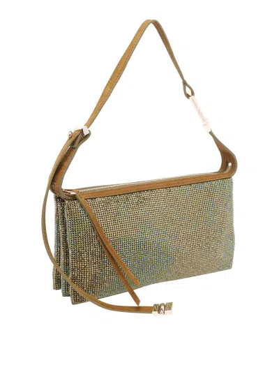 Benedetta Bruzziches Metallic Rectangular Shoulder Bag With Adjustable Strap In Green