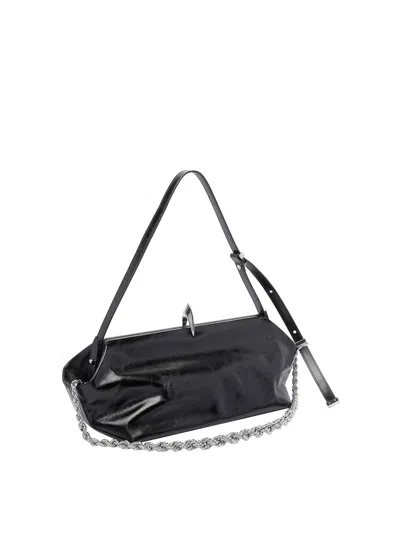 Benedetta Bruzziches Shoulder Bag Metallic Structured Shape In Black