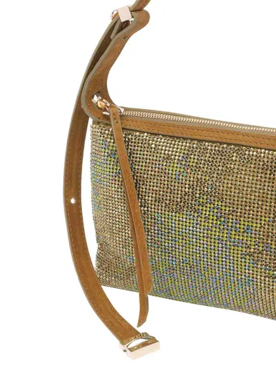 Benedetta Bruzziches Metallic Rectangular Shoulder Bag With Adjustable Strap In Green