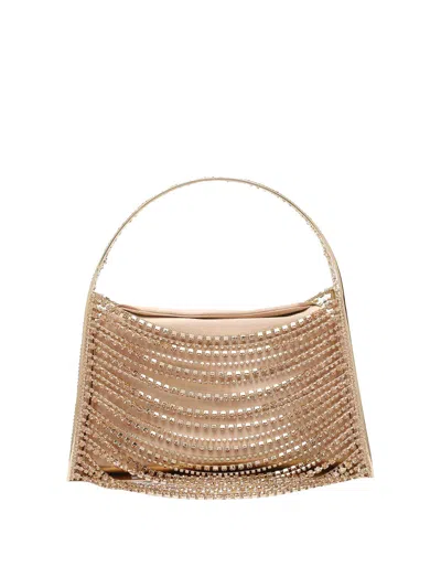 Benedetta Bruzziches Embellished Strass One Handle Structured Shoulder Bag In Sand