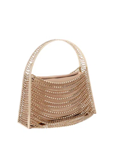 Benedetta Bruzziches Embellished Strass One Handle Structured Shoulder Bag In Sand