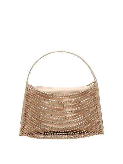 Benedetta Bruzziches Embellished Strass One Handle Structured Shoulder Bag In Sand