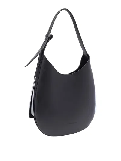 Benedetta Bruzziches Shopper With Adjustable Handle And Curved Shape In Black