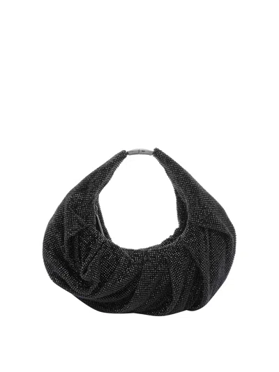 Benedetta Bruzziches Yennefer Mesh Metallic Crystal Top-handle Bag In Black