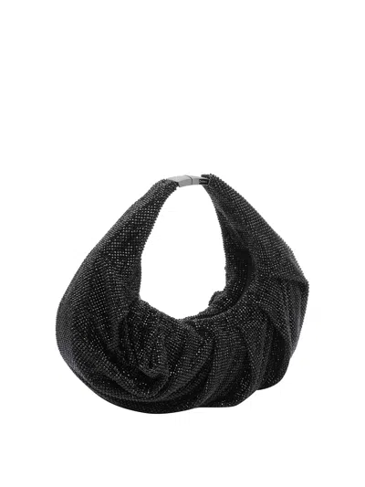 Benedetta Bruzziches Yennefer Mesh Metallic Crystal Top-handle Bag In Black