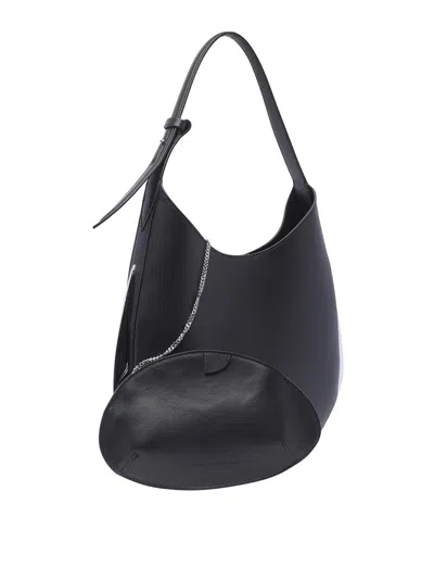 Benedetta Bruzziches Shopper With Adjustable Handle And Curved Shape In Black