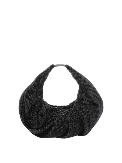 Benedetta Bruzziches Yennefer Mesh Metallic Crystal Top-handle Bag In Black