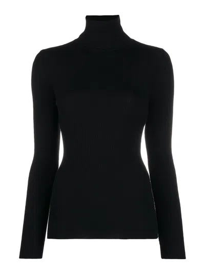 Wolford Ribbed Turtleneck Sweater In Virgin Wool In Black