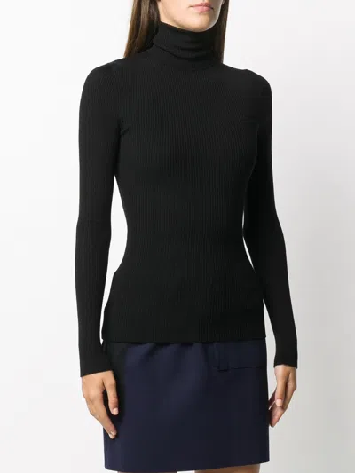 Wolford Ribbed Turtleneck Sweater In Virgin Wool In Black