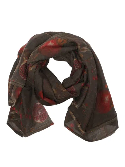 Uma Wang Floral Pattern Virgin Wool Scarf With Fringes In Green