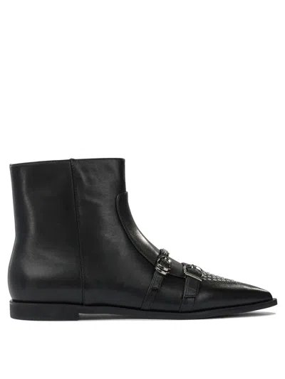 Pinko Leather Boots With Studs And Straps