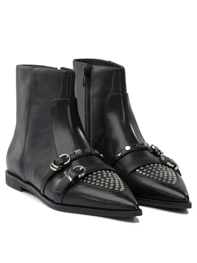 Pinko Leather Boots With Studs And Straps