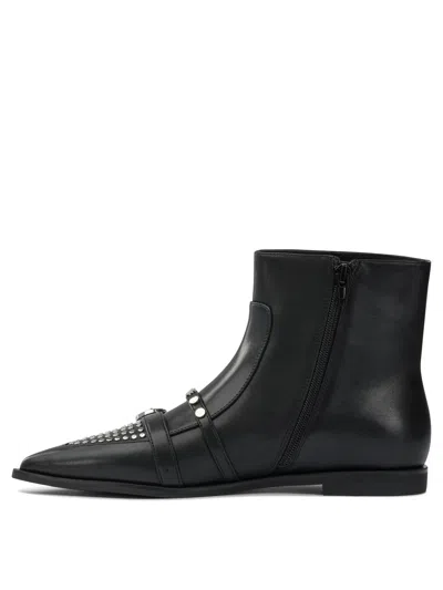 Pinko Leather Boots With Studs And Straps