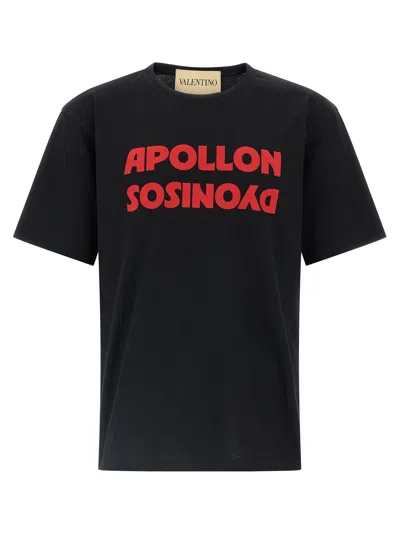 Valentino Cotton T-shirt Wuth Apollon Dyonisos Graphic Print In Black