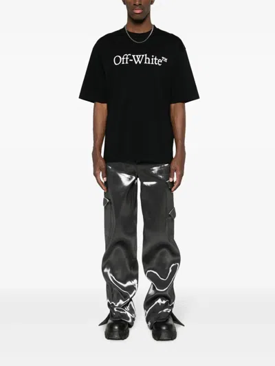 Off-white Oversized Black T-shirt With Contrasting Logo Print In Cotton