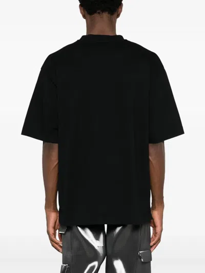 Off-white Oversized Black T-shirt With Contrasting Logo Print In Cotton