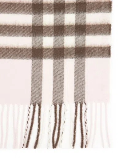 Burberry Check Cashmere Scarf Scarves And Foulards Rose In White