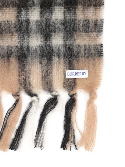 Burberry Check Wool And Mohair Scarf Scarves And Foulards Beige In Brown