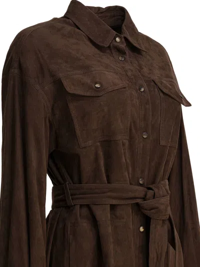 Brunello Cucinelli Long Coat With Necklace And Belt