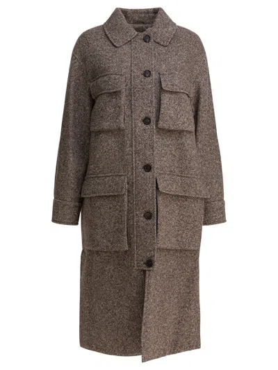 Brunello Cucinelli Virgin Wool And Silk Diagonal Coat