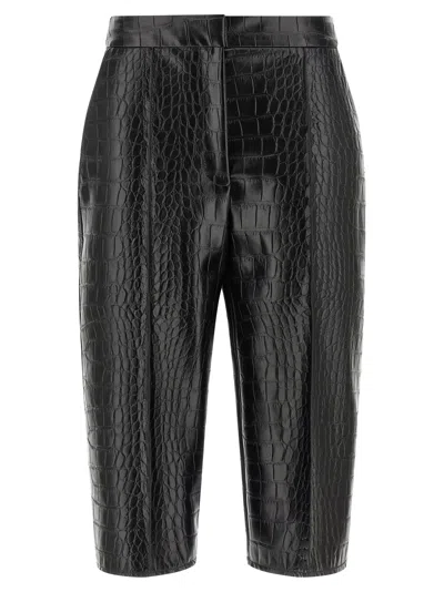 Elisabetta Franchi Textured Bermuda Shorts Featuring Pockets In Black