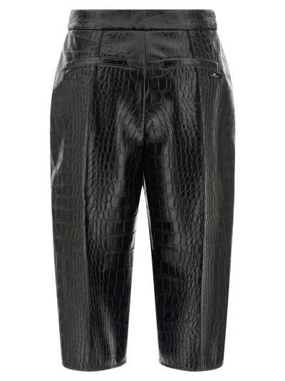 Elisabetta Franchi Textured Bermuda Shorts Featuring Pockets In Black