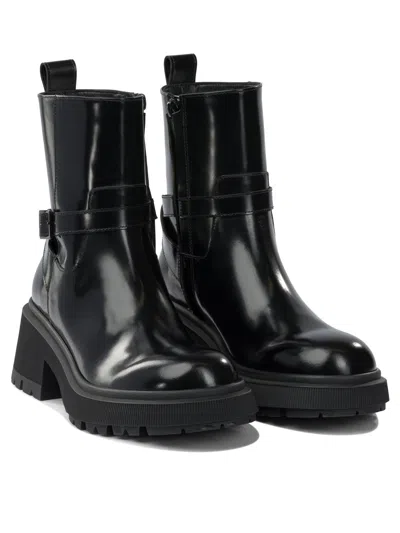 Jimmy Choo 'conny Flat' Black Leather Ankle Boots Women In Black