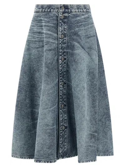 Diesel Back Patch Detail Skirt With Belt Loops In Blue