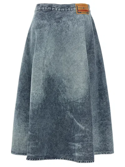 Diesel Back Patch Detail Skirt With Belt Loops In Blue