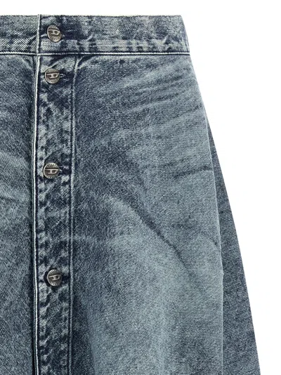 Diesel Back Patch Detail Skirt With Belt Loops In Blue