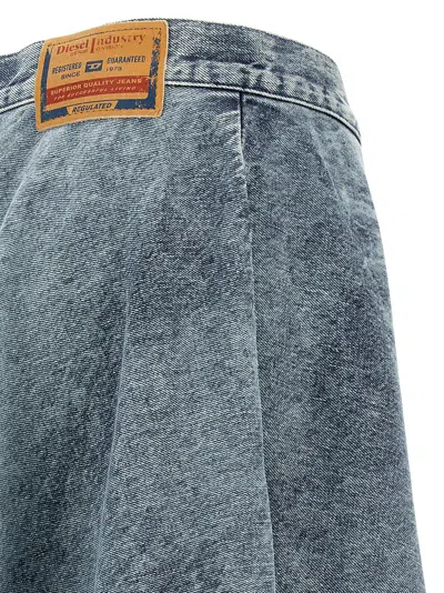 Diesel Back Patch Detail Skirt With Belt Loops In Blue