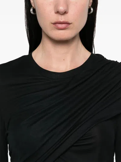 Isabel Marant Étoile Draped Jersey Mini Dress With Long Sleeves In Black