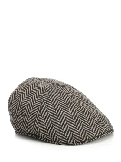 Tagliatore Herringbone-pattern Logo-plaque Beret In Black