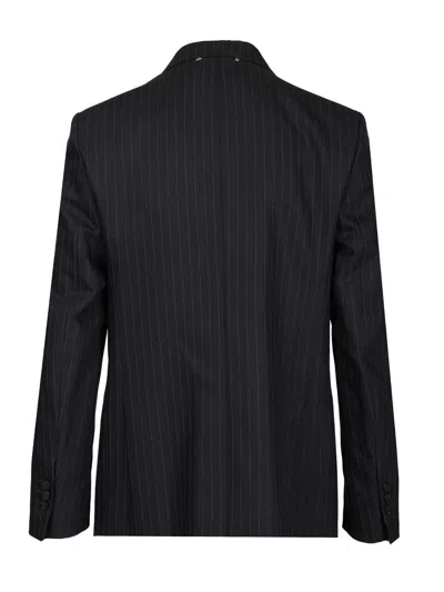 Golden Goose Double-breasted Blazer In Pinstriped Jackets Blue In Blue