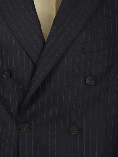 Golden Goose Double-breasted Blazer In Pinstriped Jackets Blue In Blue