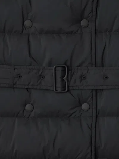 Burberry Double-breasted Kent Long Puffer Coat With Belt In Black
