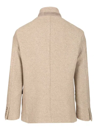 Fay Duty Jacket  Jersey Lana Bicolore Jackets White In Brown