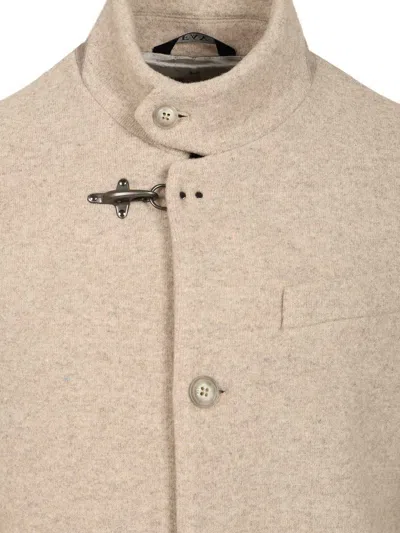 Fay Duty Jacket  Jersey Lana Bicolore Jackets White In Brown