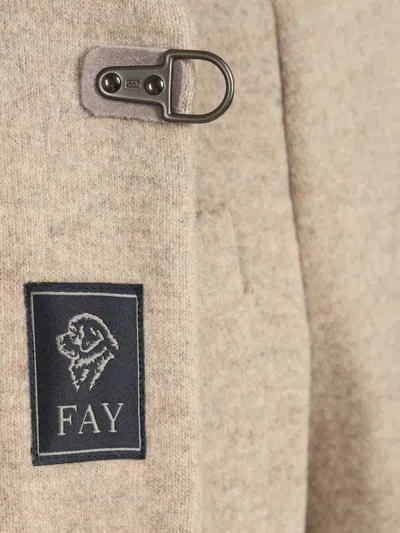 Fay Duty Jacket  Jersey Lana Bicolore Jackets White In Brown