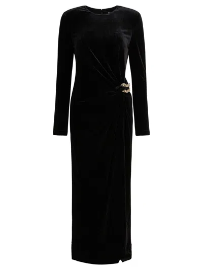 Self-portrait Black Velvet Embellished Midi Dress Clothing