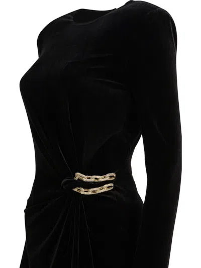 Self-portrait Black Velvet Embellished Midi Dress Clothing