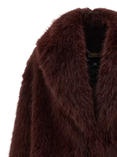 Elisabetta Franchi Long Shawl Collar Faux Fur Jacket